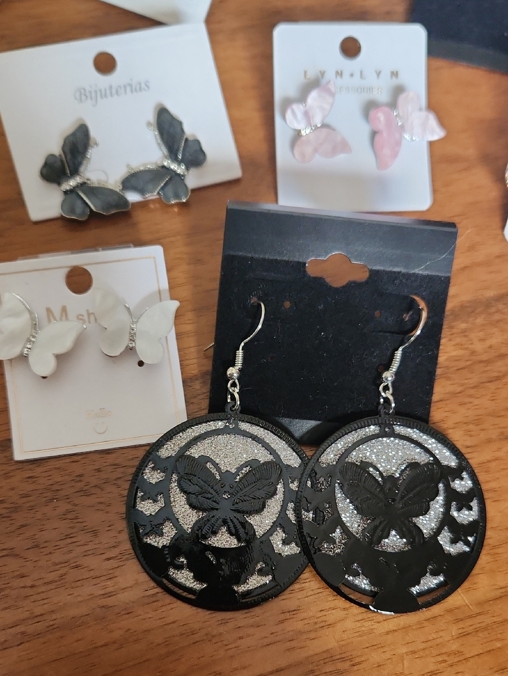 Fashion Jewelry Black Butterfly Circle Dangle Earrings